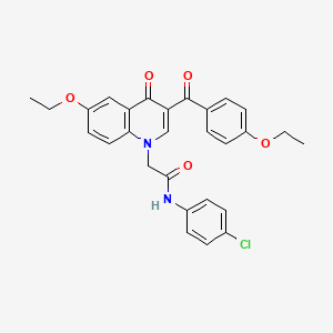 molecular formula C28H25ClN2O5 B2679398 N-(4-chlorophenyl)-2-(6-ethoxy-3-(4-ethoxybenzoyl)-4-oxoquinolin-1(4H)-yl)acetamide CAS No. 895648-89-2