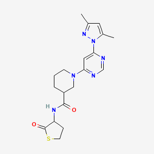 molecular formula C19H24N6O2S B2679400 1-(6-(3,5-dimethyl-1H-pyrazol-1-yl)pyrimidin-4-yl)-N-(2-oxotetrahydrothiophen-3-yl)piperidine-3-carboxamide CAS No. 1334370-80-7