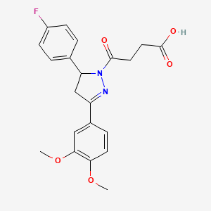 molecular formula C21H21FN2O5 B2679404 4-[5-(3,4-Dimethoxyphenyl)-3-(4-fluorophenyl)-3,4-dihydropyrazol-2-yl]-4-oxobutanoic acid CAS No. 369394-39-8