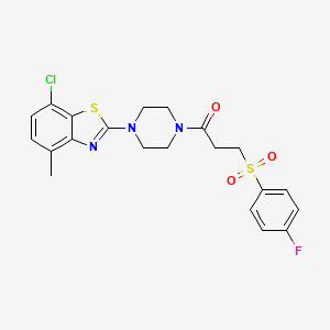 1-(4-(7-Chloro-4-methylbenzo[d]thiazol-2-yl)piperazin-1-yl)-3-((4-fluorophenyl)sulfonyl)propan-1-one