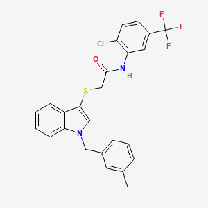 molecular formula C25H20ClF3N2OS B2679410 N-(2-氯-5-(三氟甲基)苯基)-2-((1-(3-甲基苯甲基)-1H-吲哚-3-基)硫)乙酰胺 CAS No. 681276-27-7