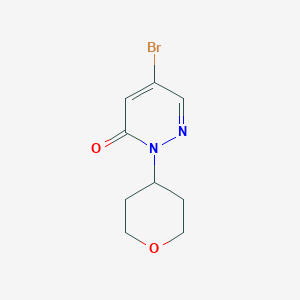 molecular formula C9H11BrN2O2 B2679426 5-溴-2-(氧杂戊-4-基)-2,3-二氢吡啶-3-酮 CAS No. 2169545-94-0