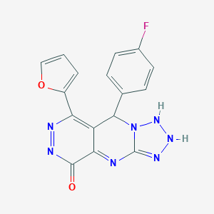 molecular formula C16H10FN7O2 B267943 8-(4-fluorophenyl)-10-(furan-2-yl)-2,4,5,6,7,11,12-heptazatricyclo[7.4.0.03,7]trideca-1,3,9,11-tetraen-13-one 
