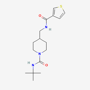 molecular formula C16H25N3O2S B2679434 N-(叔丁基)-4-((硫代苯-3-羧酰胺)甲基)哌哒啶-1-羧酰胺 CAS No. 1234947-42-2