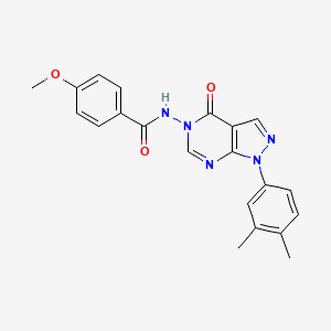 molecular formula C21H19N5O3 B2679437 N-(1-(3,4-dimethylphenyl)-4-oxo-1H-pyrazolo[3,4-d]pyrimidin-5(4H)-yl)-4-methoxybenzamide CAS No. 899738-09-1