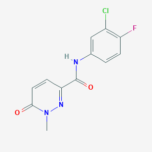 molecular formula C12H9ClFN3O2 B2679441 N-(3-chloro-4-fluorophenyl)-1-methyl-6-oxo-1,6-dihydropyridazine-3-carboxamide CAS No. 847761-93-7