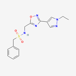 molecular formula C15H17N5O3S B2679446 N-((3-(1-乙基-1H-吡唑-4-基)-1,2,4-噁二唑-5-基)甲基)-1-苯甲基甲磺酰胺 CAS No. 2034305-11-6