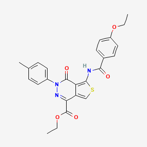 molecular formula C25H23N3O5S B2679447 乙基-5-(4-乙氧基苯甲酰胺)-4-氧代-3-(对甲苯基)-3,4-二氢噻吩[3,4-d]吡啶-1-羧酸酯 CAS No. 851948-12-4