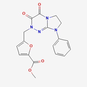 molecular formula C18H16N4O5 B2679449 甲基-5-((3,4-二氧代-8-苯基-3,4,7,8-四氢咪唑并[2,1-c][1,2,4]三嗪-2(6H)-基)甲基)呋喃-2-羧酸酯 CAS No. 941975-99-1