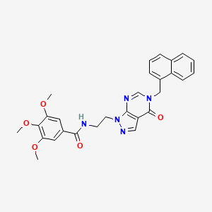 molecular formula C28H27N5O5 B2679455 3,4,5-trimethoxy-N-(2-(5-(naphthalen-1-ylmethyl)-4-oxo-4,5-dihydro-1H-pyrazolo[3,4-d]pyrimidin-1-yl)ethyl)benzamide CAS No. 921989-33-5