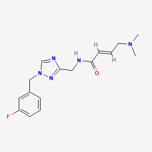 molecular formula C16H20FN5O B2679460 (E)-4-(Dimethylamino)-N-[[1-[(3-fluorophenyl)methyl]-1,2,4-triazol-3-yl]methyl]but-2-enamide CAS No. 2411326-24-2