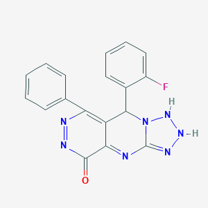 molecular formula C18H12FN7O B267949 8-(2-fluorophenyl)-10-phenyl-2,4,5,6,7,11,12-heptazatricyclo[7.4.0.03,7]trideca-1,3,9,11-tetraen-13-one 