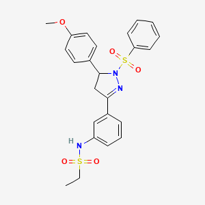 molecular formula C24H25N3O5S2 B2679493 N-(3-(5-(4-methoxyphenyl)-1-(phenylsulfonyl)-4,5-dihydro-1H-pyrazol-3-yl)phenyl)ethanesulfonamide CAS No. 851782-80-4