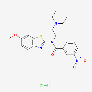 molecular formula C21H25ClN4O4S B2679494 N-(2-(二乙基氨基)乙基)-N-(6-甲氧苯并噻唑-2-基)-3-硝基苯甲酰胺盐酸盐 CAS No. 1052536-60-3