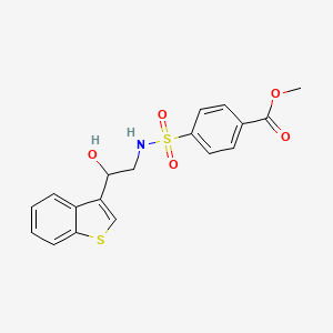 molecular formula C18H17NO5S2 B2679498 methyl 4-(N-(2-(benzo[b]thiophen-3-yl)-2-hydroxyethyl)sulfamoyl)benzoate CAS No. 2034439-28-4