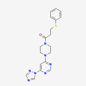 molecular formula C19H21N7OS B2679503 1-(4-(6-(1H-1,2,4-三唑-1-基)嘧啶-4-基)哌嗪-1-基)-3-(苯基硫基)丙酮 CAS No. 1795303-63-7