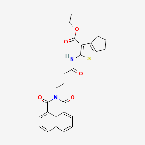 ethyl 2-(4-(1,3-dioxo-1H-benzo[de]isoquinolin-2(3H)-yl)butanamido)-5,6-dihydro-4H-cyclopenta[b]thiophene-3-carboxylate