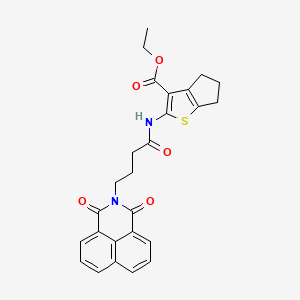 molecular formula C26H24N2O5S B2679505 乙酸乙酯 2-(4-(1,3-二氧代-1H-苯并[de]异喹啉-2(3H)-基)丁酰胺基)-5,6-二氢-4H-环戊[b]噻吩-3-羧酸酯 CAS No. 324044-74-8