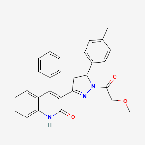molecular formula C28H25N3O3 B2679511 3-(1-(2-甲氧基乙酰)-5-(对甲苯基)-4,5-二氢-1H-吡唑-3-基)-4-苯基喹唑啉-2(1H)-酮 CAS No. 1259086-56-0