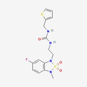 molecular formula C15H17FN4O3S2 B2679512 1-(2-(6-氟-3-甲基-2,2-二氧代苯并[c][1,2,5]噻二唑-1(3H)-基)乙基)-3-(噻吩-2-基甲基)脲 CAS No. 2034336-03-1