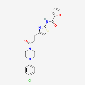 molecular formula C21H21ClN4O3S B2679513 N-(4-(3-(4-(4-chlorophenyl)piperazin-1-yl)-3-oxopropyl)thiazol-2-yl)furan-2-carboxamide CAS No. 1021266-46-5