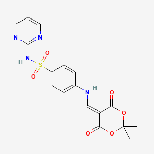 molecular formula C17H16N4O6S B2679523 2,2-二甲基-5-(((4-((嘧啶-2-基氨基)磺酰基)苯基)氨基)甲亚甲基)-1,3-二氧杂环戊烷-4,6-二酮 CAS No. 497060-33-0