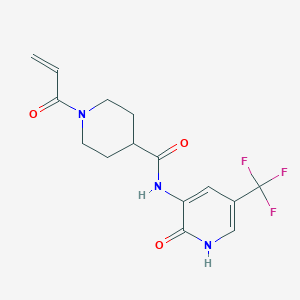 molecular formula C15H16F3N3O3 B2679524 N-[2-Oxo-5-(trifluoromethyl)-1H-pyridin-3-yl]-1-prop-2-enoylpiperidine-4-carboxamide CAS No. 2361724-90-3