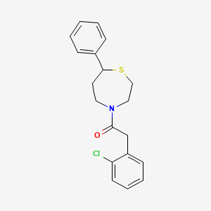 molecular formula C19H20ClNOS B2679525 2-(2-Chlorophenyl)-1-(7-phenyl-1,4-thiazepan-4-yl)ethanone CAS No. 1797876-55-1