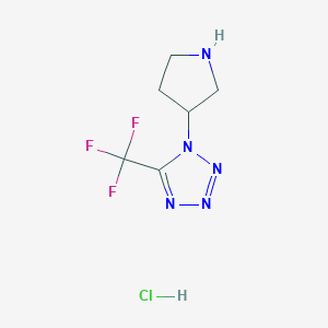 molecular formula C6H9ClF3N5 B2679528 1-吡咯啉-3-基-5-(三氟甲基)四唑;盐酸盐 CAS No. 2408975-75-5