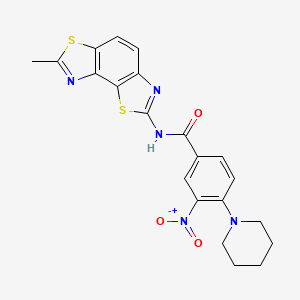 molecular formula C21H19N5O3S2 B2679532 N-(7-甲基-[1,3]噻唑并[5,4-e][1,3]苯并噻唑-2-基)-3-硝基-4-哌啶-1-基苯甲酰胺 CAS No. 476642-20-3
