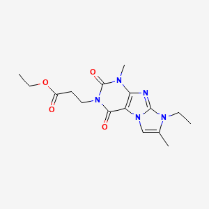 molecular formula C16H21N5O4 B2679550 ethyl 3-(8-ethyl-1,7-dimethyl-2,4-dioxo-1H-imidazo[2,1-f]purin-3(2H,4H,8H)-yl)propanoate CAS No. 887462-75-1