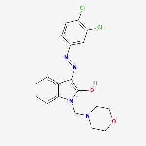 molecular formula C19H18Cl2N4O2 B2679554 1-(吗啉基甲基)-1H-吲哚-2,3-二酮 3-[N-(3,4-二氯苯基)腙] CAS No. 338391-74-5