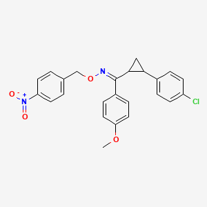 molecular formula C24H21ClN2O4 B2679556 (Z)-{[2-(4-chlorophenyl)cyclopropyl](4-methoxyphenyl)methylidene}[(4-nitrophenyl)methoxy]amine CAS No. 338962-88-2