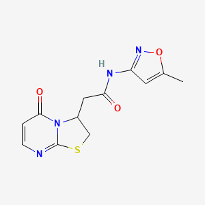 molecular formula C12H12N4O3S B2679560 N-(5-methylisoxazol-3-yl)-2-(5-oxo-3,5-dihydro-2H-thiazolo[3,2-a]pyrimidin-3-yl)acetamide CAS No. 946211-59-2