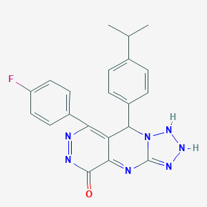 molecular formula C21H18FN7O B267958 10-(4-fluorophenyl)-8-(4-propan-2-ylphenyl)-2,4,5,6,7,11,12-heptazatricyclo[7.4.0.03,7]trideca-1,3,9,11-tetraen-13-one 