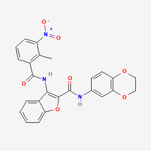 N-(2,3-dihydrobenzo[b][1,4]dioxin-6-yl)-3-(2-methyl-3-nitrobenzamido)benzofuran-2-carboxamide
