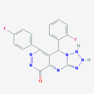 molecular formula C18H11F2N7O B267959 8-(2-fluorophenyl)-10-(4-fluorophenyl)-2,4,5,6,7,11,12-heptazatricyclo[7.4.0.03,7]trideca-1,3,9,11-tetraen-13-one 