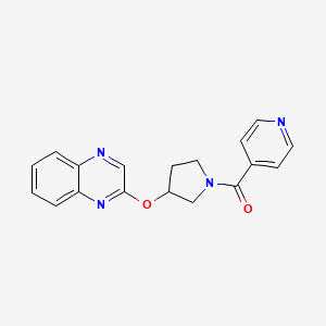 molecular formula C18H16N4O2 B2679594 2-{[1-(Pyridine-4-carbonyl)pyrrolidin-3-yl]oxy}quinoxaline CAS No. 2097930-09-9