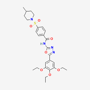 molecular formula C27H34N4O7S B2679607 4-(4-methylpiperidin-1-yl)sulfonyl-N-[5-(3,4,5-triethoxyphenyl)-1,3,4-oxadiazol-2-yl]benzamide CAS No. 533871-70-4
