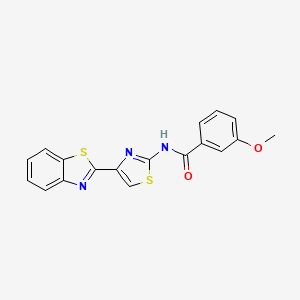 molecular formula C18H13N3O2S2 B2679609 N-[4-(1,3-benzothiazol-2-yl)-1,3-thiazol-2-yl]-3-methoxybenzamide CAS No. 477326-98-0