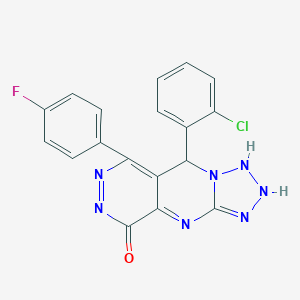molecular formula C18H11ClFN7O B267962 8-(2-chlorophenyl)-10-(4-fluorophenyl)-2,4,5,6,7,11,12-heptazatricyclo[7.4.0.03,7]trideca-1,3,9,11-tetraen-13-one 