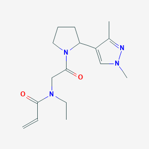 molecular formula C16H24N4O2 B2679625 N-[2-[2-(1,3-Dimethylpyrazol-4-yl)pyrrolidin-1-yl]-2-oxoethyl]-N-ethylprop-2-enamide CAS No. 2361764-32-9