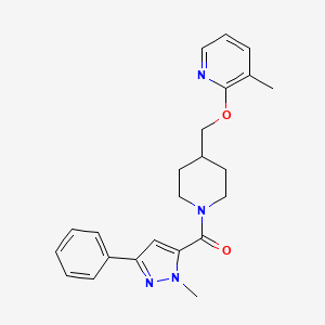 3-methyl-2-{[1-(1-methyl-3-phenyl-1H-pyrazole-5-carbonyl)piperidin-4-yl]methoxy}pyridine