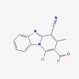 molecular formula C14H8ClN3O B2679627 1-Chloro-2-formyl-3-methylpyrido[1,2-a]benzimidazole-4-carbonitrile CAS No. 107145-02-8