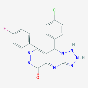 molecular formula C18H11ClFN7O B267963 8-(4-chlorophenyl)-10-(4-fluorophenyl)-2,4,5,6,7,11,12-heptazatricyclo[7.4.0.03,7]trideca-1,3,9,11-tetraen-13-one 
