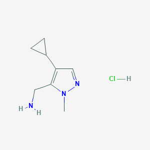 molecular formula C8H14ClN3 B2679631 (4-cyclopropyl-1-methyl-1H-pyrazol-5-yl)methanamine hydrochloride CAS No. 1989659-54-2