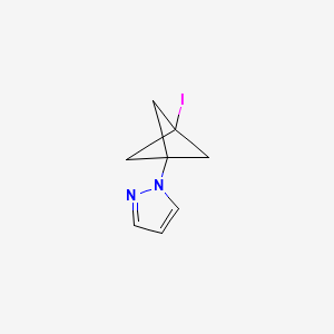 molecular formula C8H9IN2 B2679632 1-(3-Iodo-1-bicyclo[1.1.1]pentanyl)pyrazole CAS No. 2580250-06-0