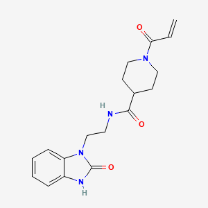 molecular formula C18H22N4O3 B2679637 N-[2-(2-Oxo-3H-benzimidazol-1-yl)ethyl]-1-prop-2-enoylpiperidine-4-carboxamide CAS No. 2361704-89-2
