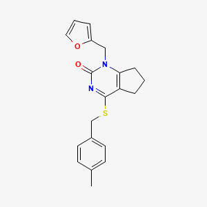 molecular formula C20H20N2O2S B2679640 1-(呋喃-2-基甲基)-4-[(4-甲基苯基)甲基硫基]-6,7-二氢-5H-环戊二嘧啶-2-酮 CAS No. 899957-95-0