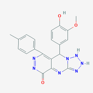 molecular formula C20H17N7O3 B267965 8-(4-hydroxy-3-methoxyphenyl)-10-(4-methylphenyl)-2,4,5,6,7,11,12-heptazatricyclo[7.4.0.03,7]trideca-1,3,9,11-tetraen-13-one 